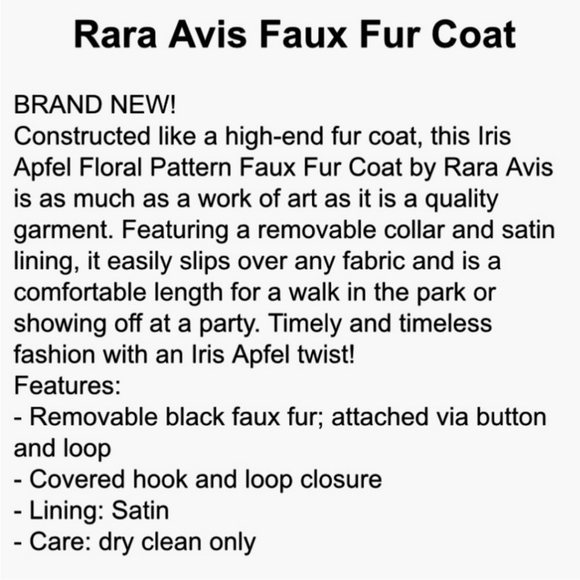 Iris apel faux fur  with artistic floral ***Rare**** - Picture 9 of 10